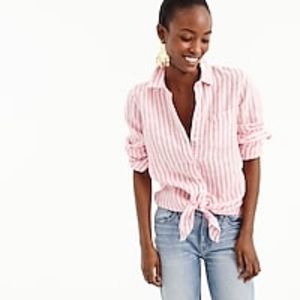 Pink and White Stripe Tie Front Shirt